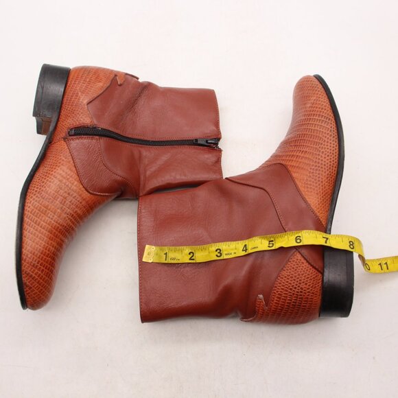 El Besserro Comfort Women's Mex 25.5 Western Ankle Boots Genuine Brown Leather - Picture 6 of 9